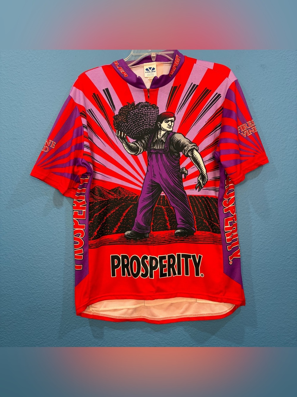 Vintage Voler Prosperity Red Purple Graphic Bike Jersey Size Large/XL